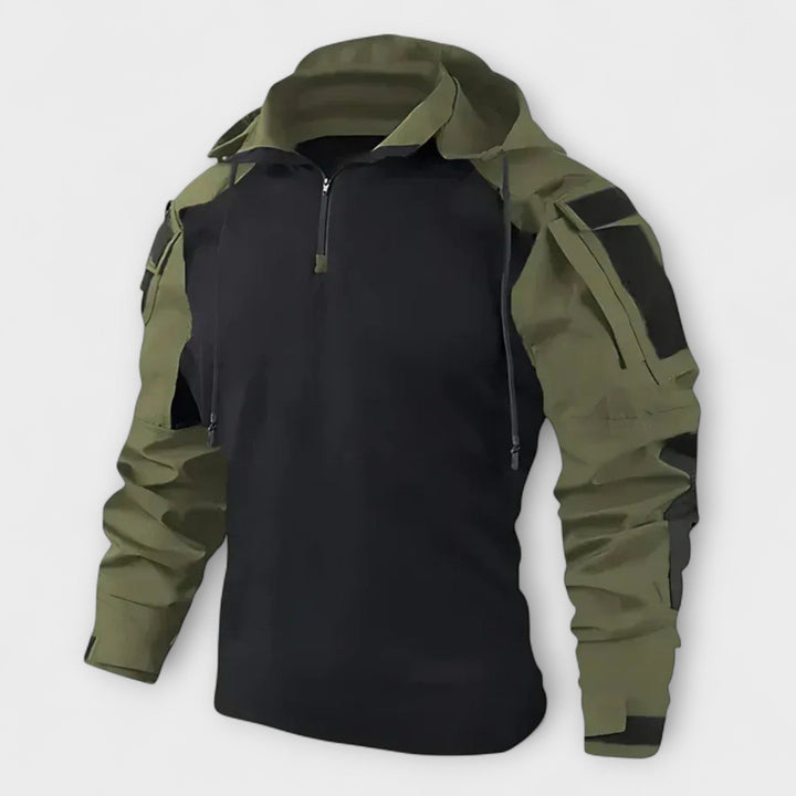Herrarnas Hooded Tactical Sweatshirt – Halvdragkedja Utomhuslager för Höst och Vinter