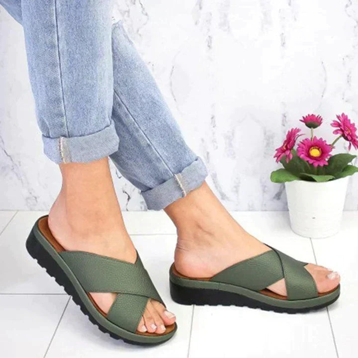 Kvinnors Plattform Rutsch Sandaler – Tvärband Sommarfotwear för Dagligt Komfort