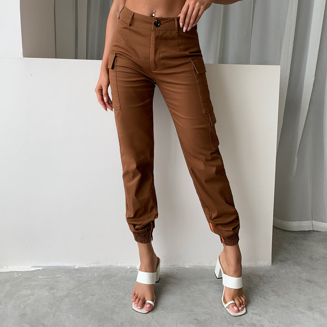 Kvinnors Cargo Byxor Tapered Pocket Utility Fit