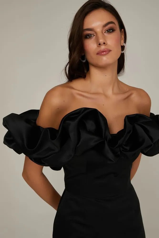 Kvinnors Off Shoulder Mini Klänning Statement Ruffle Bodice