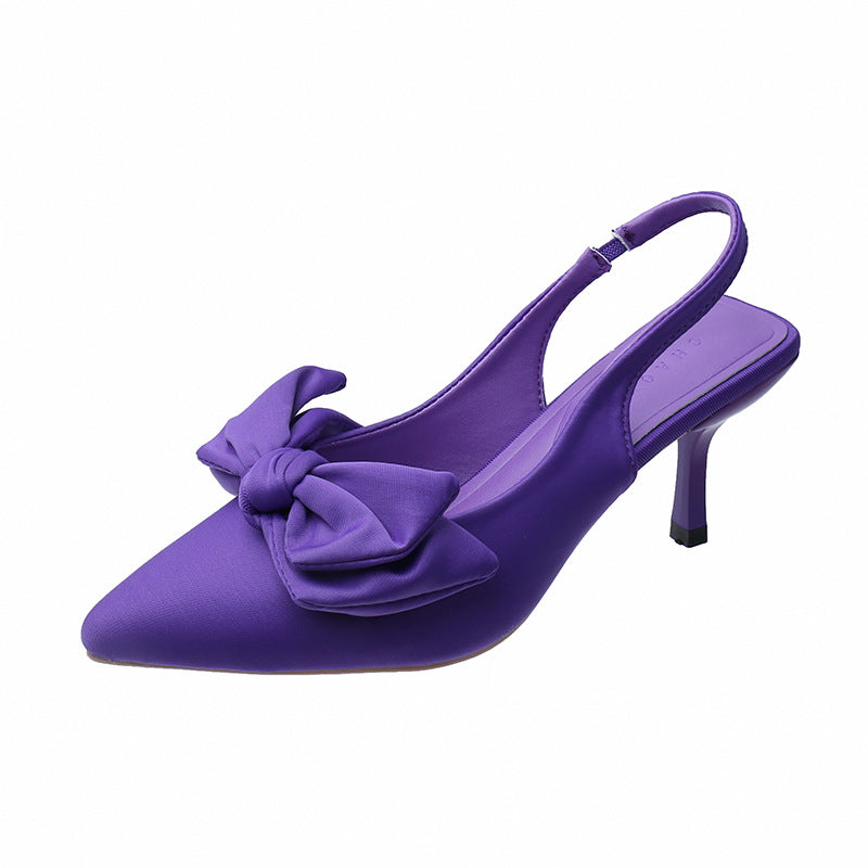 Kvinnors Båge Slingback Pumps Spetsig Kitten Heel