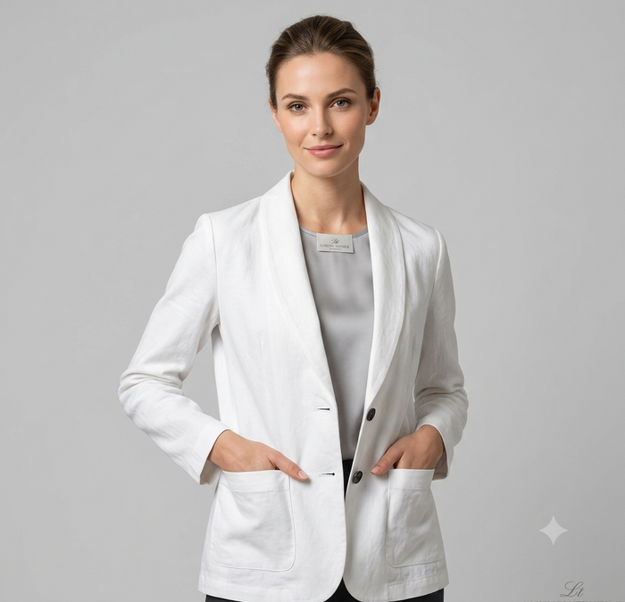 Oversized blazer i vitt med två knappar