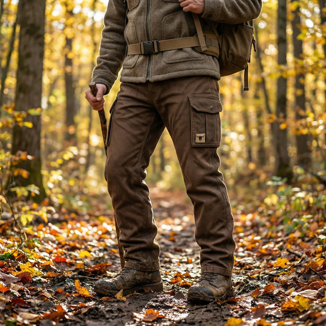 Herrers Slim Fit Cargo Byxor med Fickor i Utility Stil