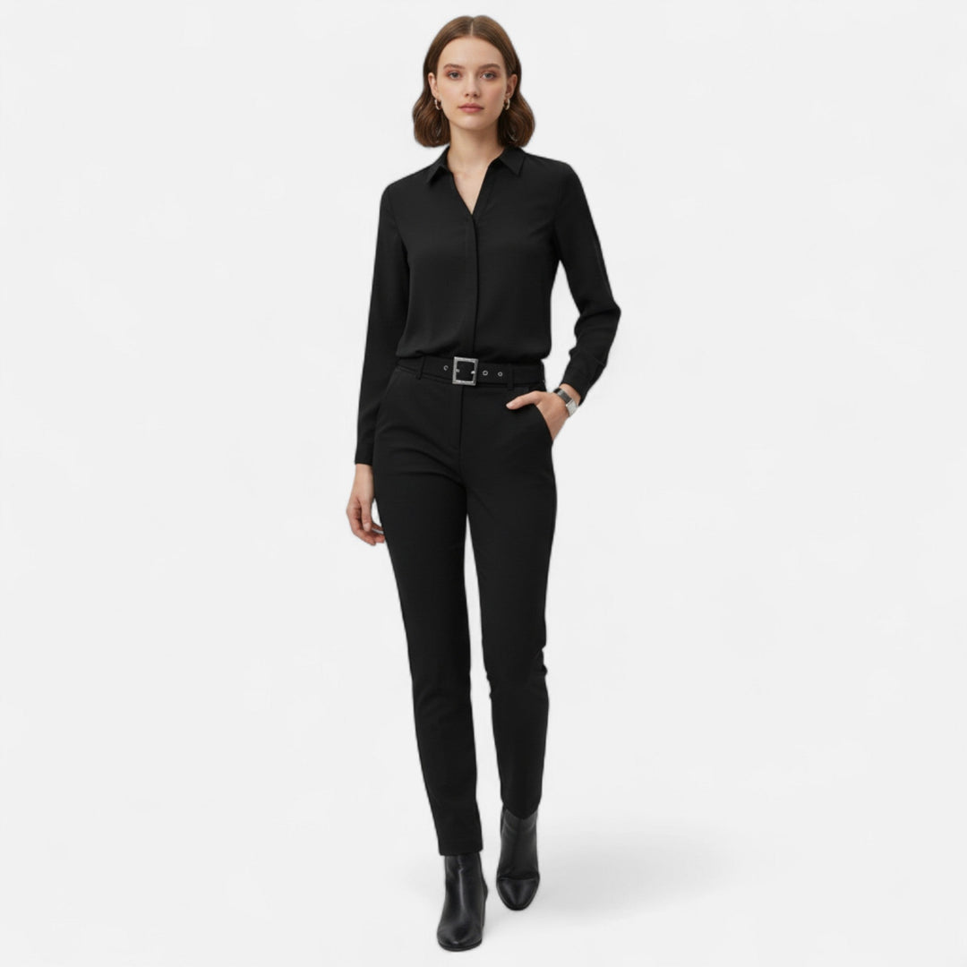 Valmonti | Damblus – V-ringad Knapp-Up Elegans