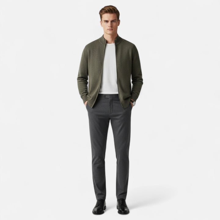 Valmonti | Herrcardigan – Merinoull med Dragkedja Elegans