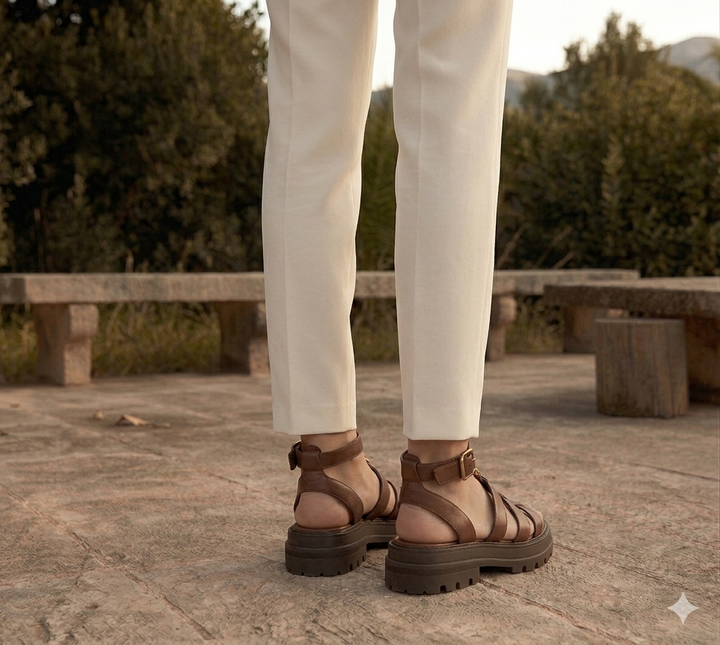 Kvinnors Gladiator Rem Sandaler Chunky Sula Sommar Flats