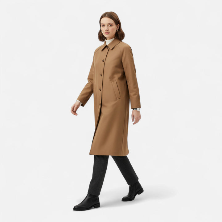 Valmonti | Damernas Långa Trench Coat – Retro Arv