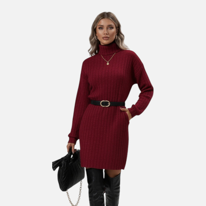 Valmonti | Dam Turtleneck Texturerad Stickad Klänning