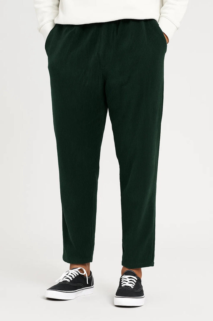 Herrens Corduroy Byxor med Elastisk Midja Raka Ben