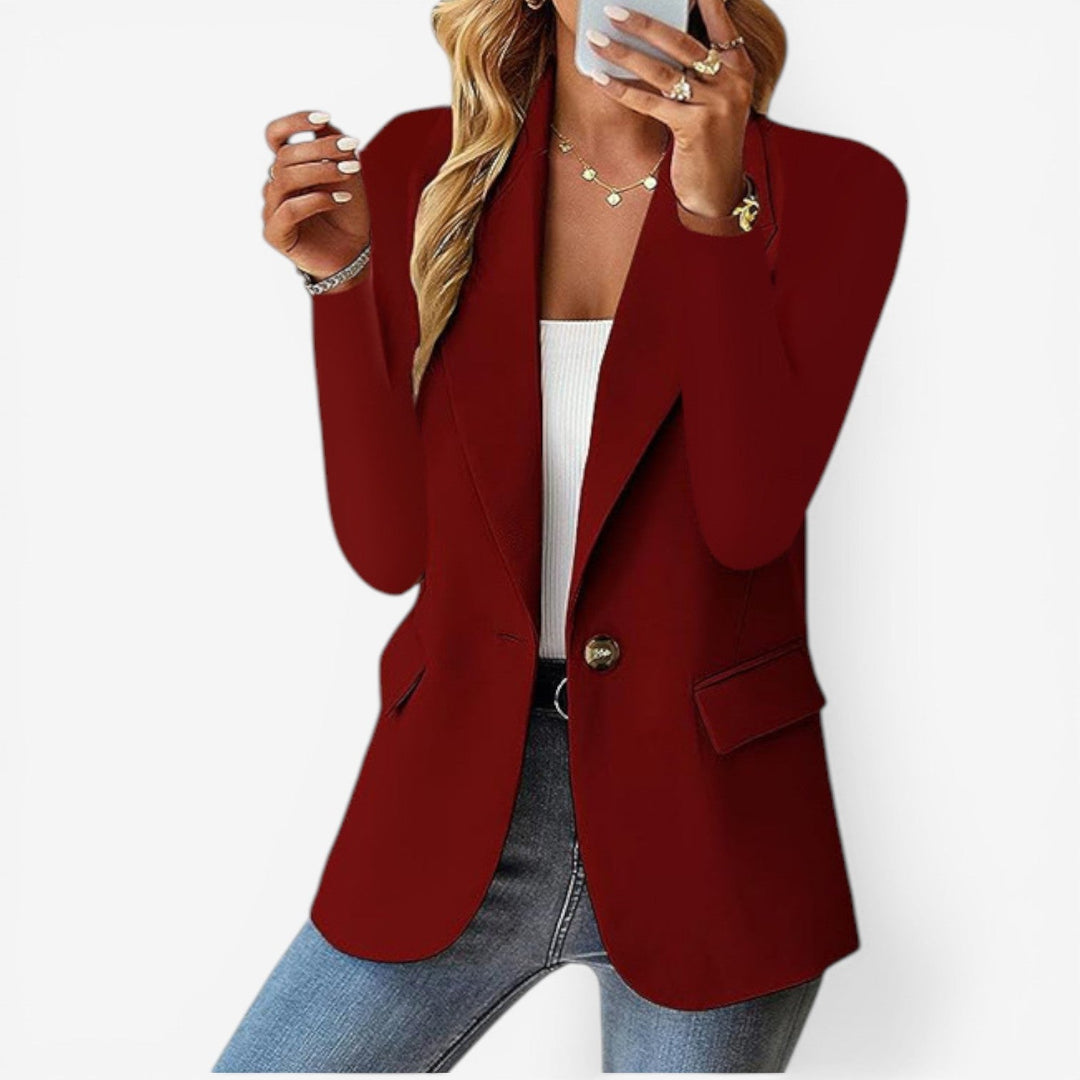 Kvinnors Strukturerad Blazer med Slag – Raffinerad Enknappsmodell för Kontor och Smart Casual