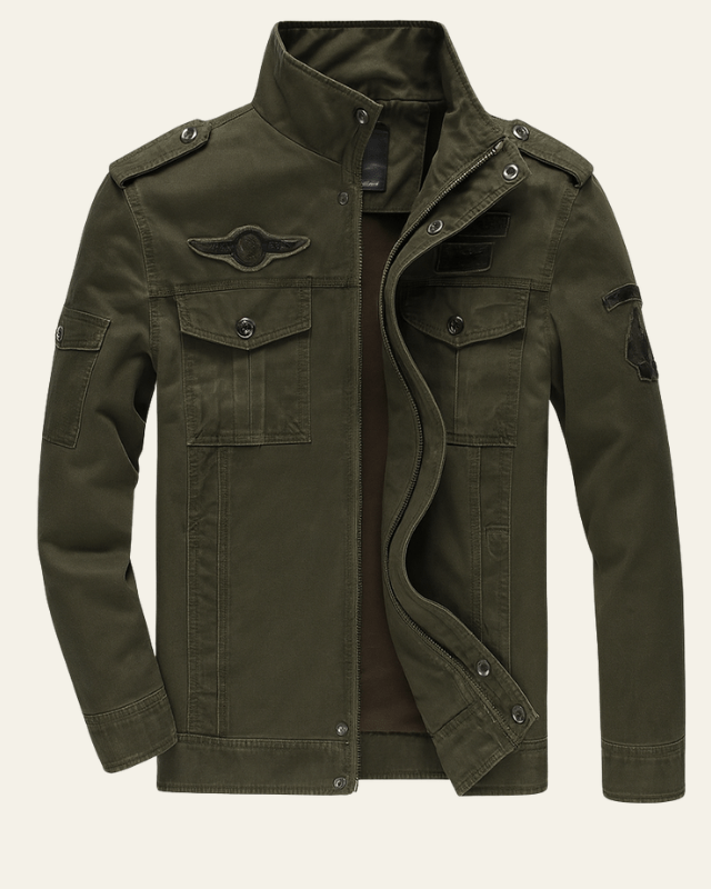 Herrars Utility Field Jacket – Regular Fit Flerfickad Lager för Höst och Vinter
