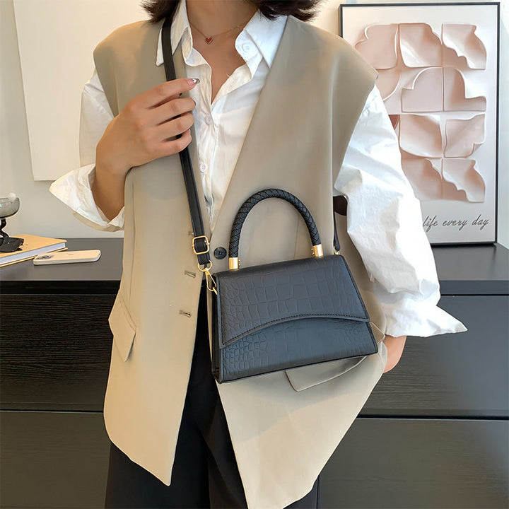 Kvinnors Croc Texturerad Handväska Strukturerad Lock Crossbody Rem