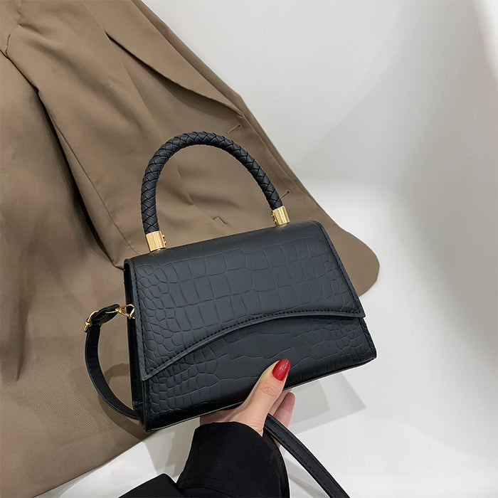 Kvinnors Croc Texturerad Handväska Strukturerad Lock Crossbody Rem