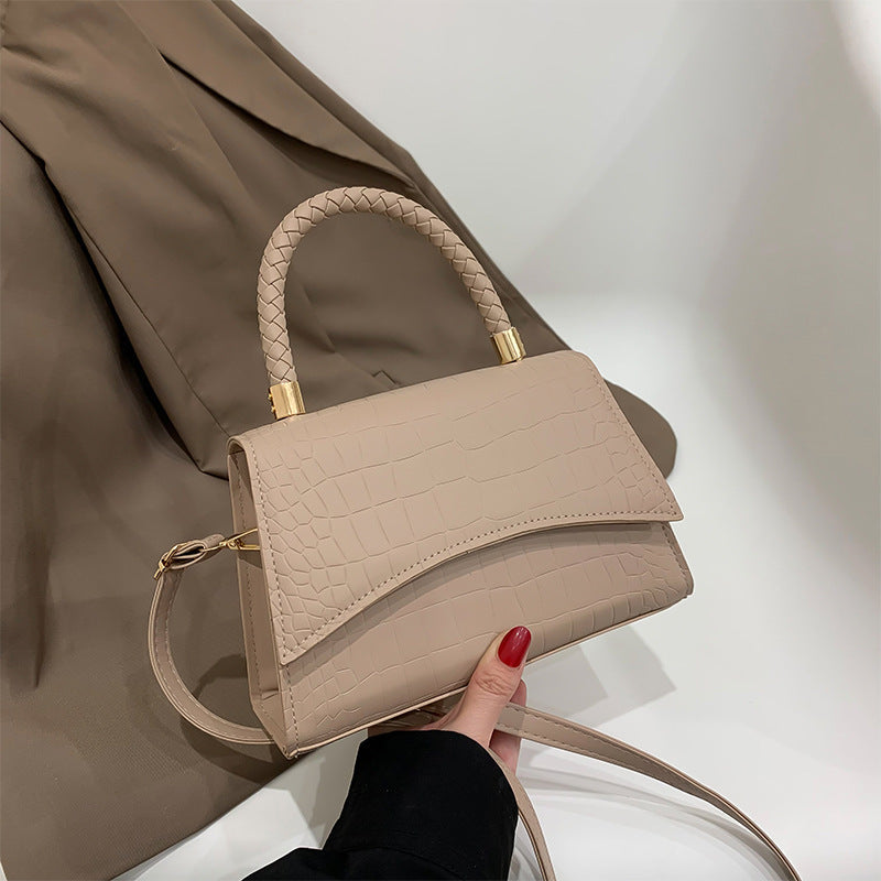 Kvinnors Croc Texturerad Handväska Strukturerad Lock Crossbody Rem