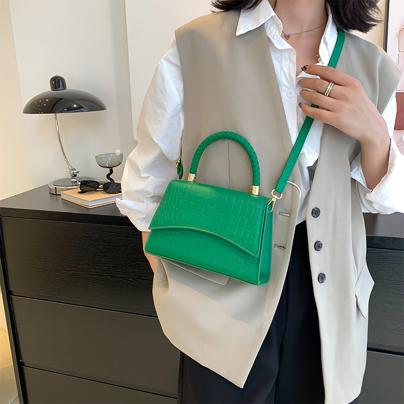 Kvinnors Croc Texturerad Handväska Strukturerad Lock Crossbody Rem