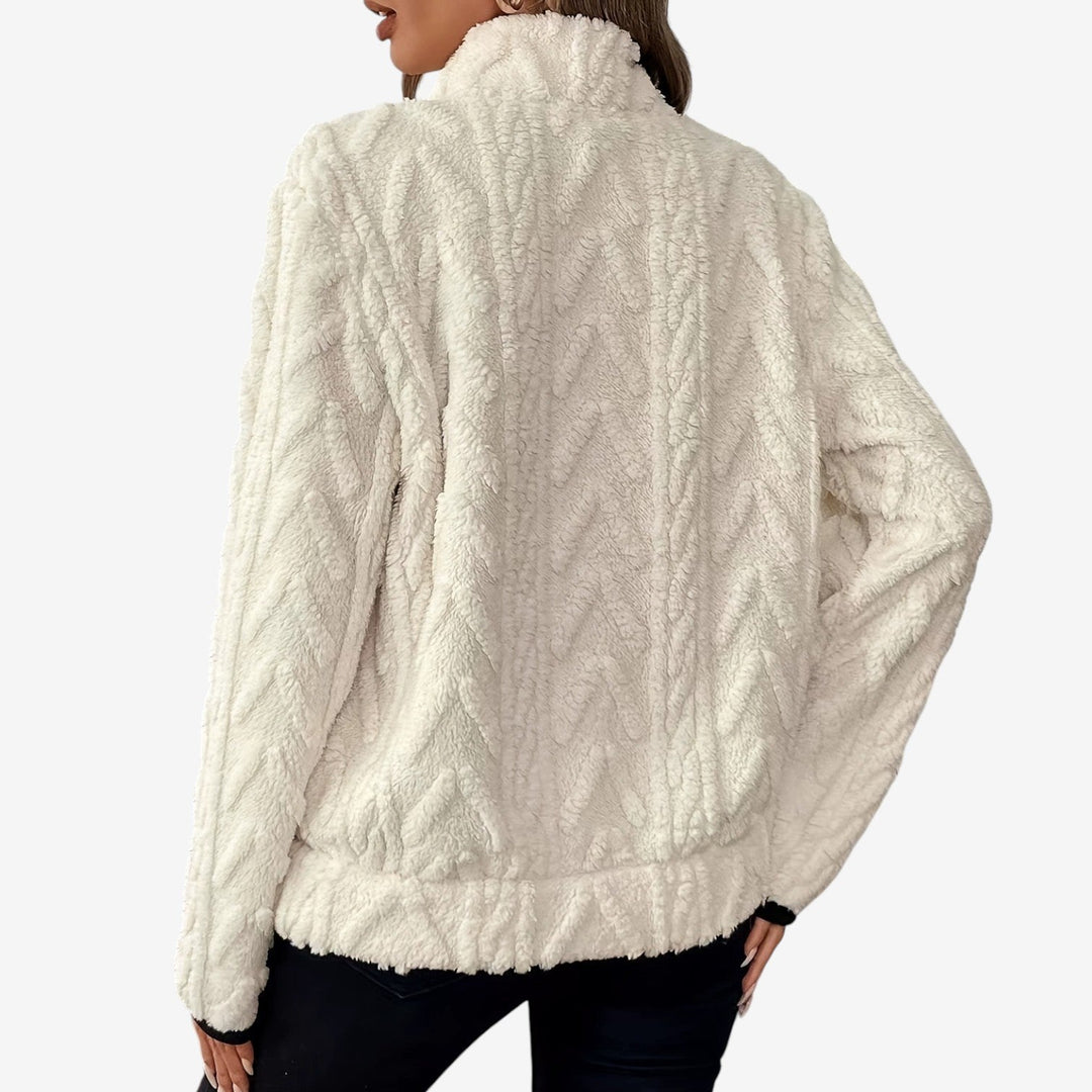 Kvinnors Plush Halv-Zip Pullover – Mysig Hög-Krage Lager för Höst och Vinter