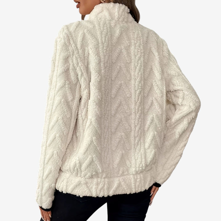 Kvinnors Plush Halv-Zip Pullover – Mysig Hög-Krage Lager för Höst och Vinter