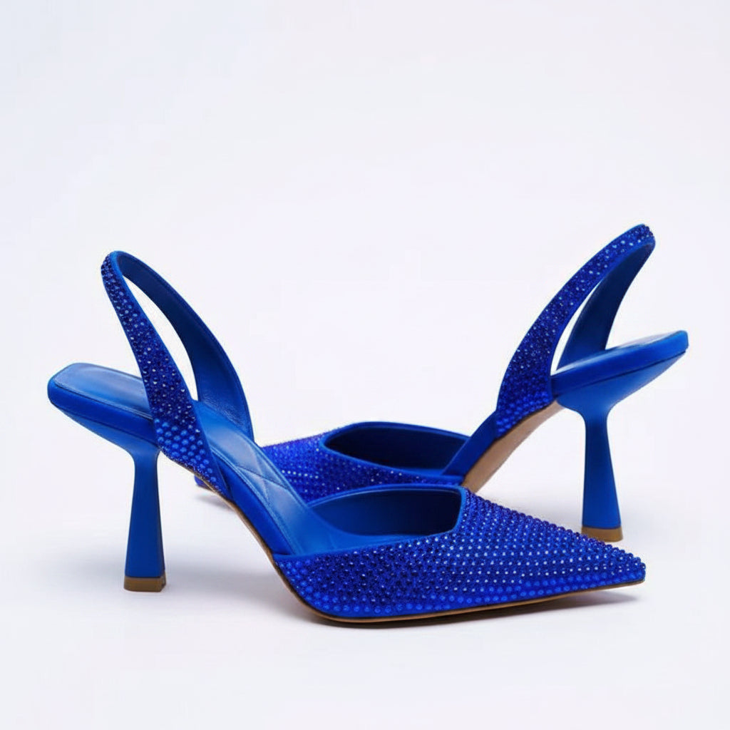 Kvinnors Dekorerade Slingback Pumps Spetsig Hög Klack