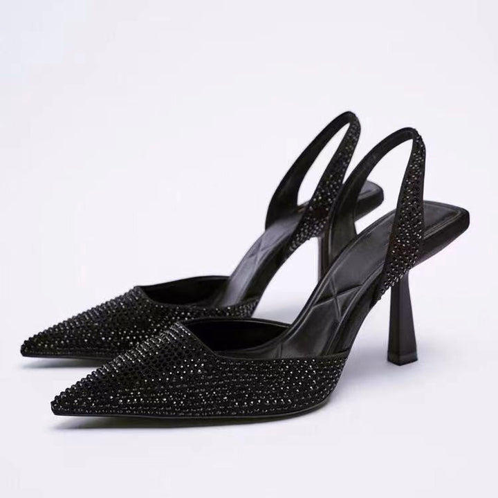 Kvinnors Dekorerade Slingback Pumps Spetsig Hög Klack