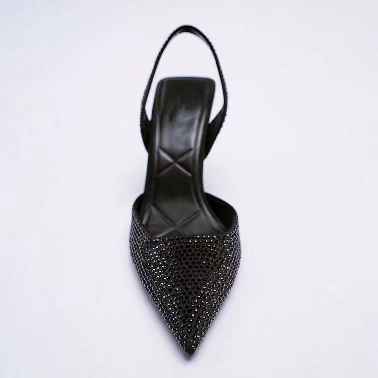 Kvinnors Dekorerade Slingback Pumps Spetsig Hög Klack