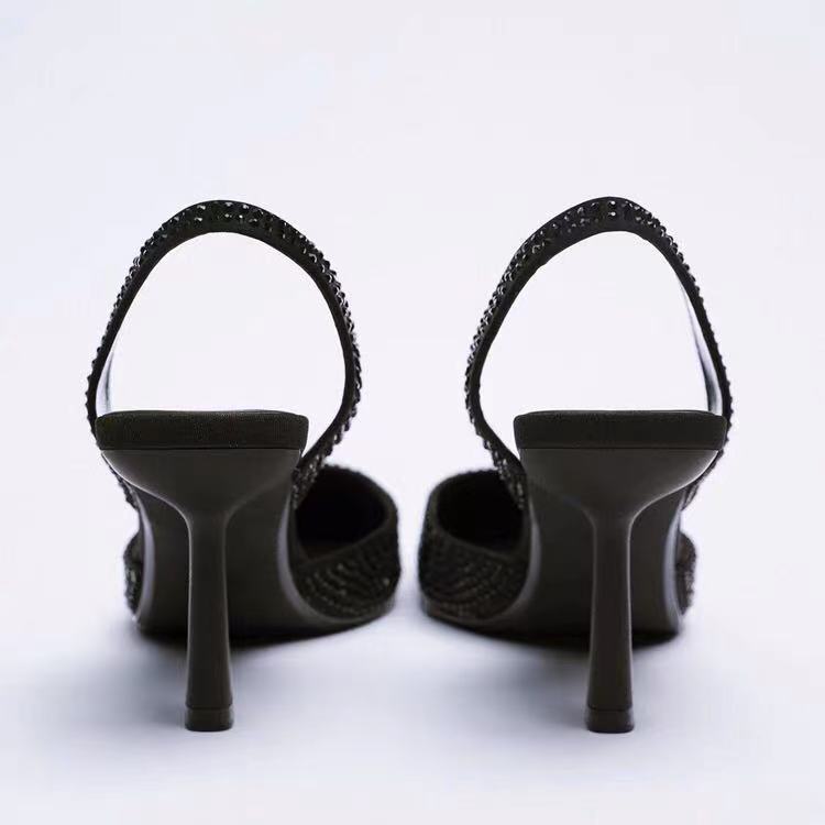 Kvinnors Dekorerade Slingback Pumps Spetsig Hög Klack