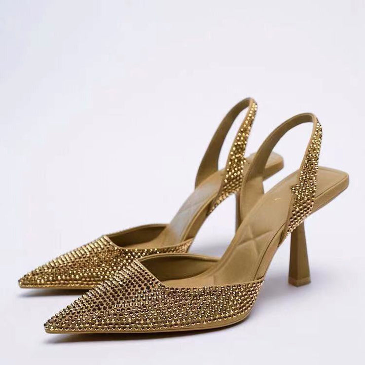 Kvinnors Dekorerade Slingback Pumps Spetsig Hög Klack