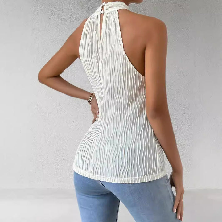 Kvinnors Plisserad Halterneck Topp Slim Fit