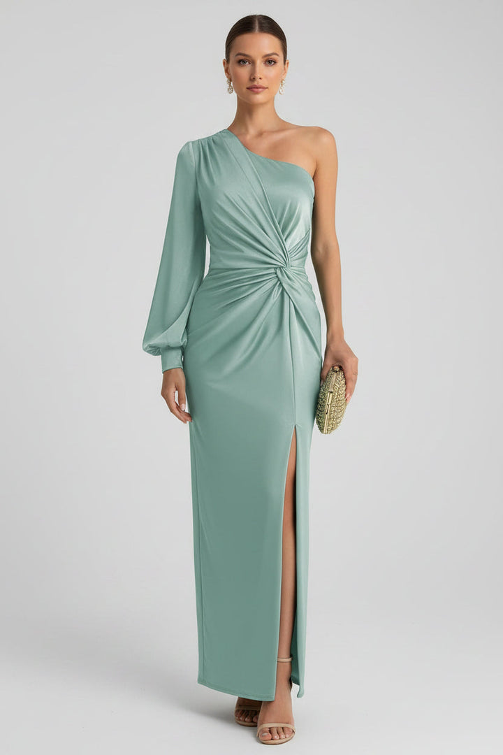Kvinnors Asymmetrisk Satin Maxi Klänning Med Framdelning