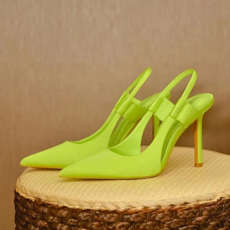 Kvinnors Spetsiga Slingback Pumps med Smal Stiletto Klack