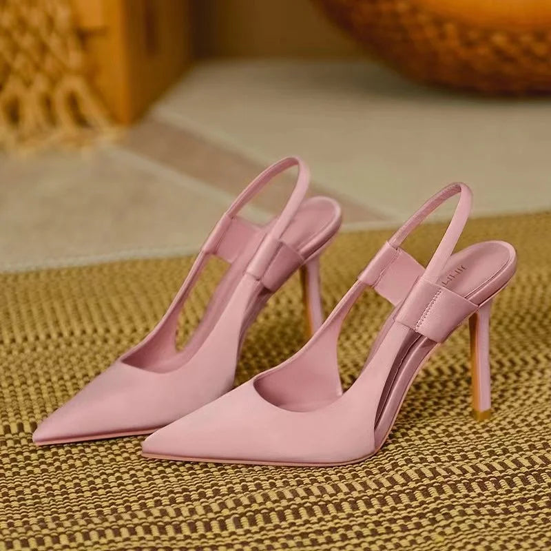 Kvinnors Spetsiga Slingback Pumps med Smal Stiletto Klack