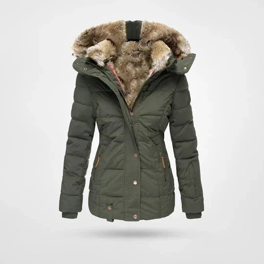 Dam Vadderad Vinterjacka med Avtagbar Huva Vattenavvisande