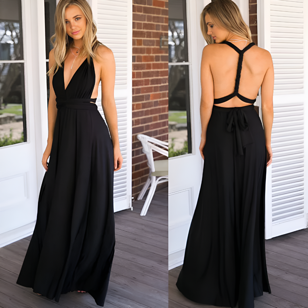 Kvinnors Multiway Wrap Maxi Klänning Konvertibel Elegant Aftonklänning