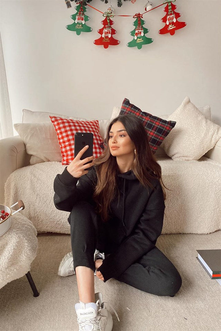 Dam Hoodie och Sweatpants Set – Mjuk Bekväm Andningsbar Avslappnad Lounge Varje Dags Träningsdräkt