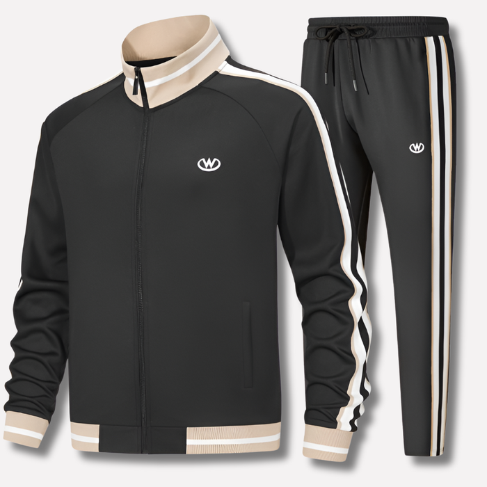 Herrens Träningsdräkt Zip Jacka Med Rand Detalj Atletisk Set
