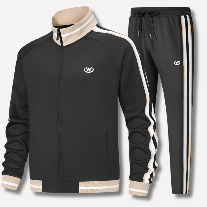 Herrens Träningsdräkt Zip Jacka Med Rand Detalj Atletisk Set