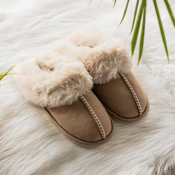 Kvinnors Fuskpäls Tofflor – Varmfodrade Slip-On Skor för Vinter Hemma