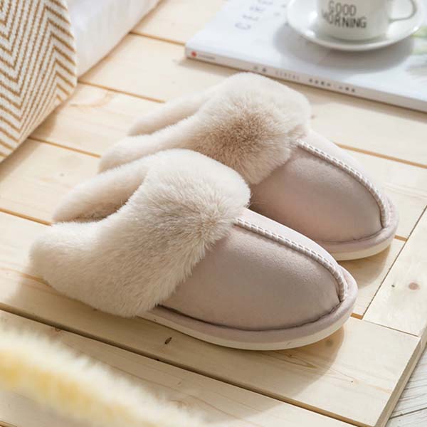 Kvinnors Fuskpäls Tofflor – Varmfodrade Slip-On Skor för Vinter Hemma