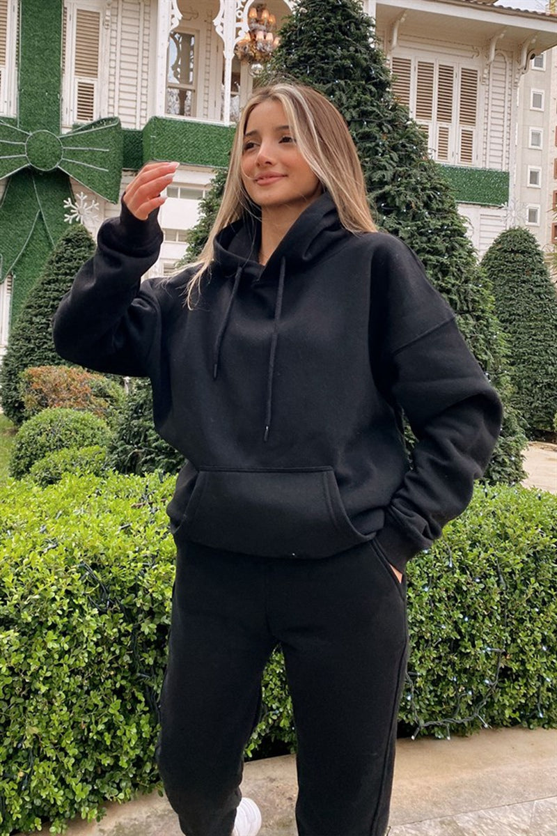 Dam Hoodie och Sweatpants Set – Mjuk Bekväm Andningsbar Avslappnad Lounge Varje Dags Träningsdräkt