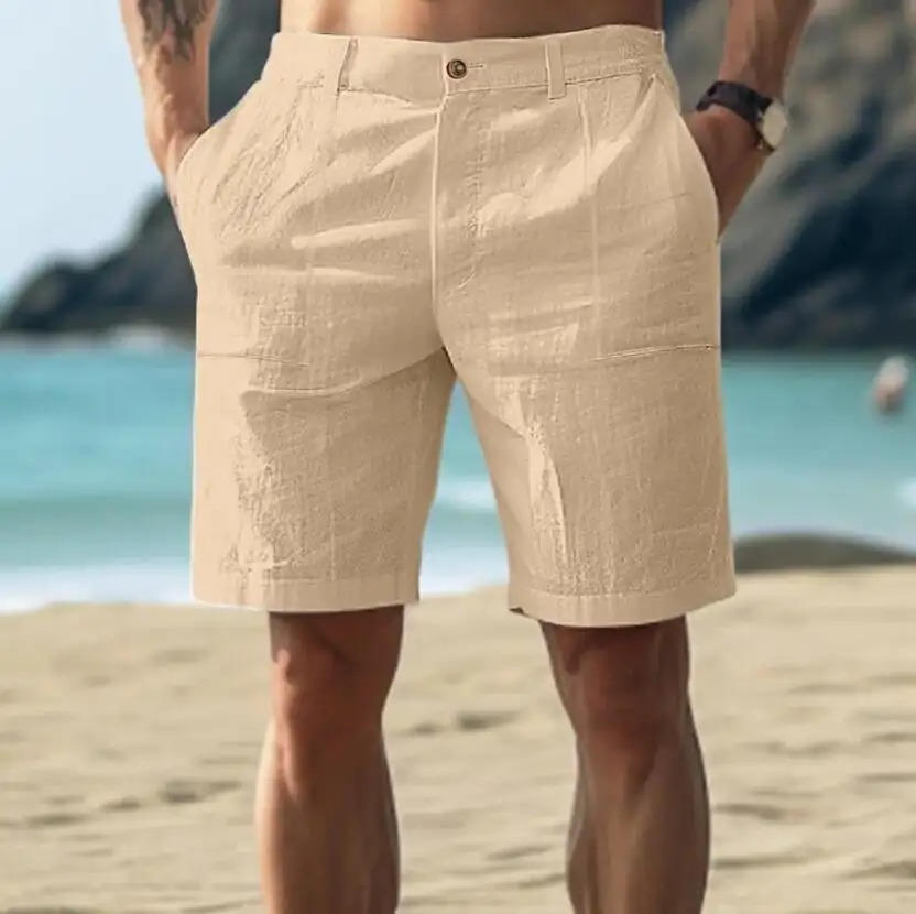 Herrars lätta skräddarsydda sommarshorts med klassisk fickdesign