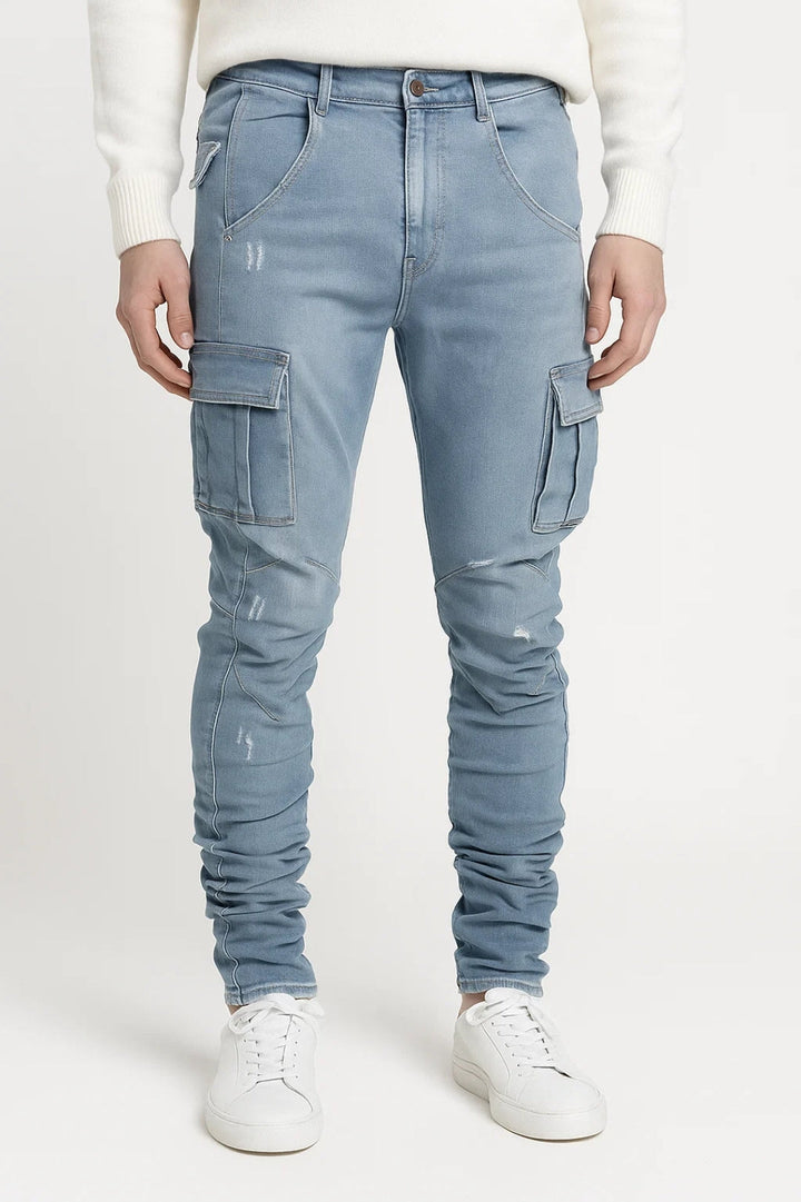 Herrers Tapered Cargo Jeans med Nyttopocket Street Fit