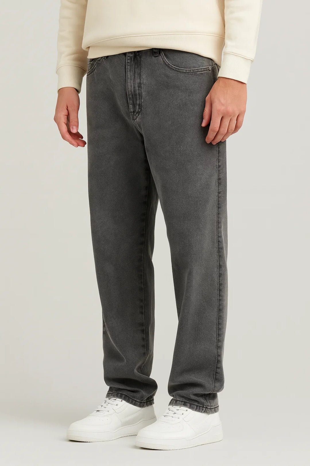 Herrars vida jeans med fem fickor, avslappnad denim