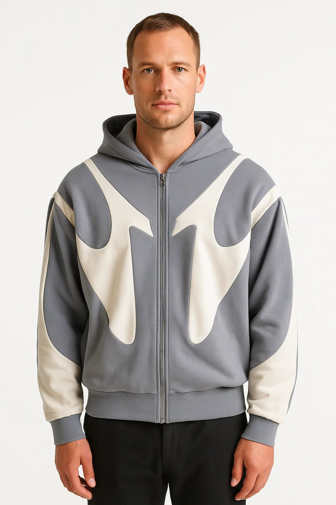 Herr Zip-Up Hoodie – Minimalistisk Casual Huvtröja för Höstens Vardagsbruk
