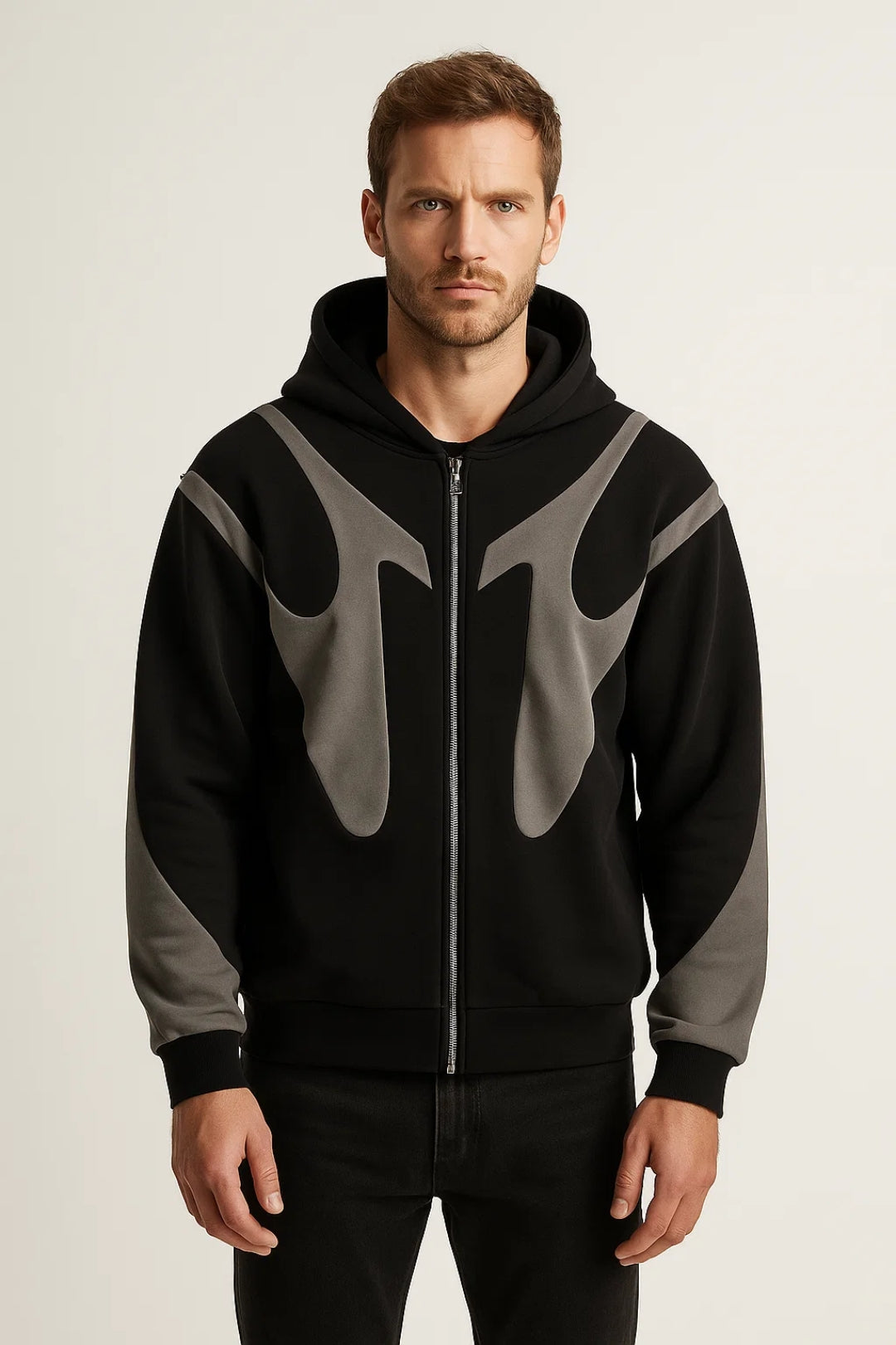 Herr Zip-Up Hoodie – Minimalistisk Casual Huvtröja för Höstens Vardagsbruk