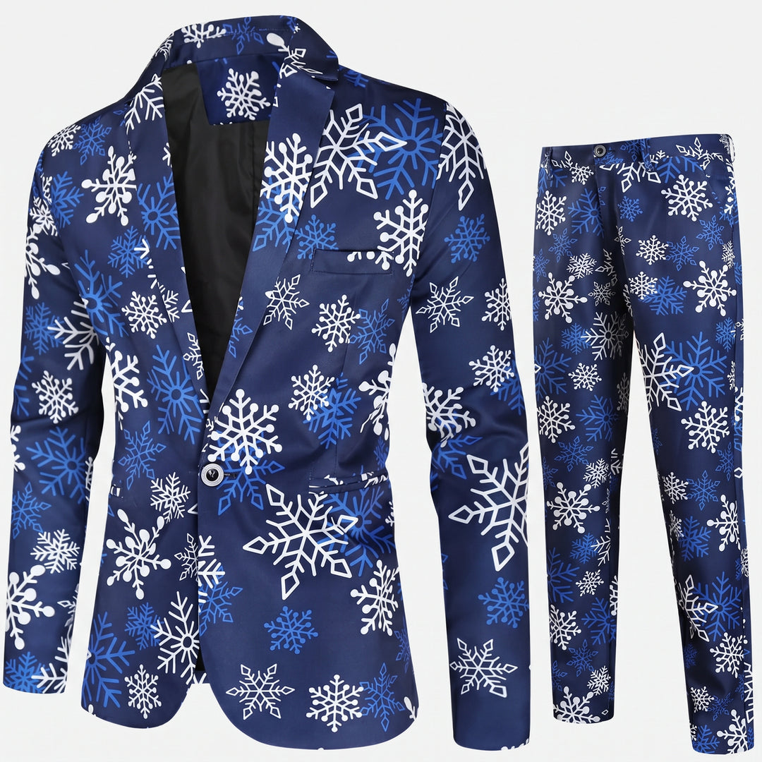 Herr Festkostym med Snögubbar 3 Delar till Jul