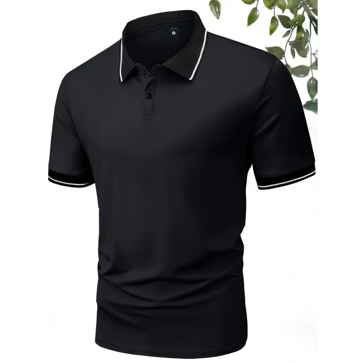 Herrens Kontrastkrage Slim Fit Kortärmad Polo T-shirt