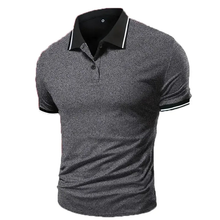 Herrens Kontrastkrage Slim Fit Kortärmad Polo T-shirt