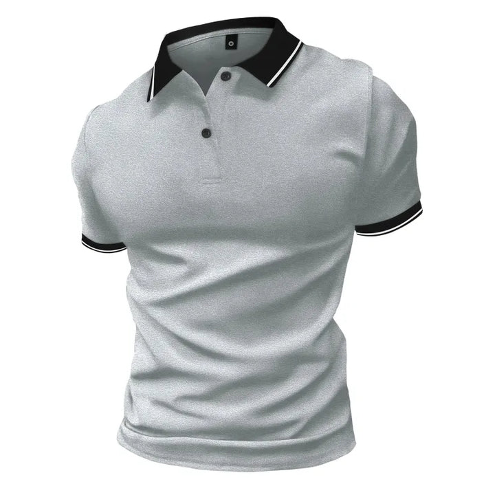Herrens Kontrastkrage Slim Fit Kortärmad Polo T-shirt