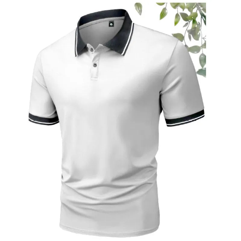 Herrens Kontrastkrage Slim Fit Kortärmad Polo T-shirt