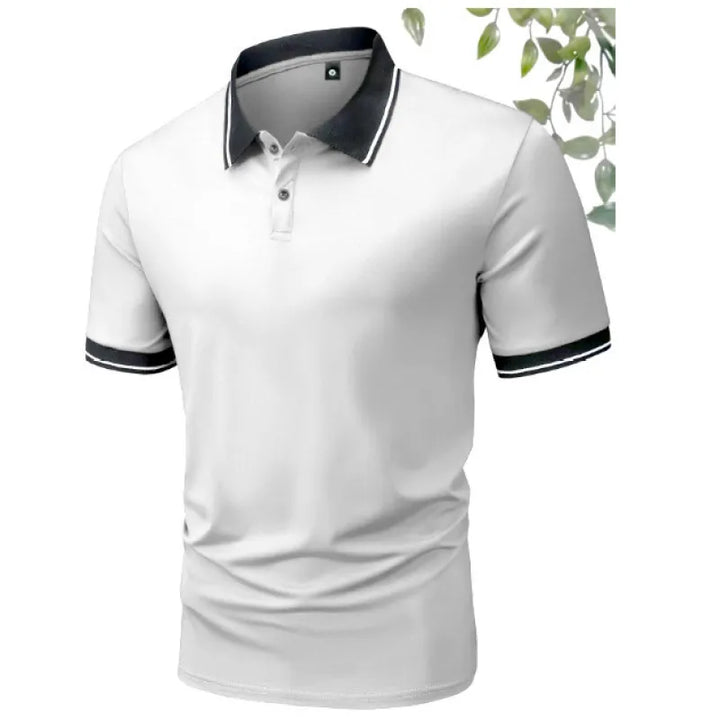 Herrens Kontrastkrage Slim Fit Kortärmad Polo T-shirt