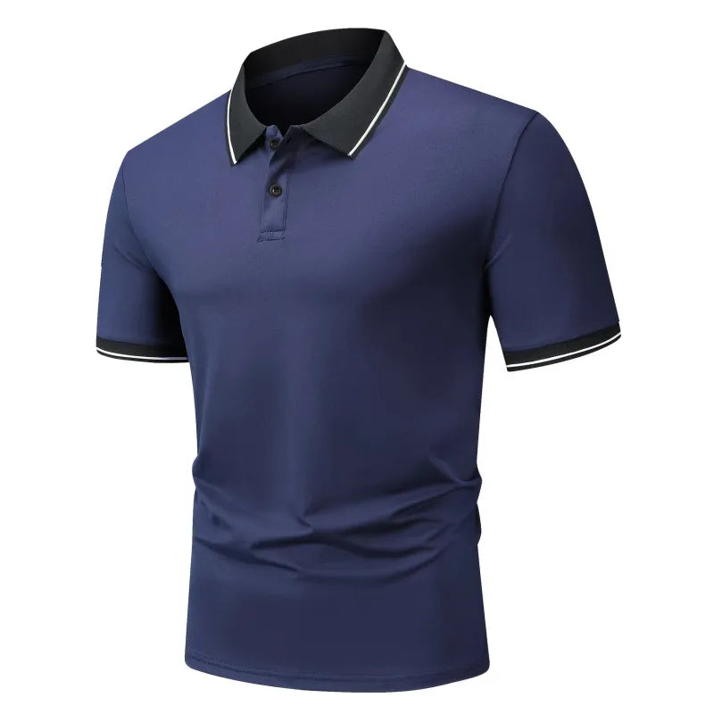 Herrens Kontrastkrage Slim Fit Kortärmad Polo T-shirt
